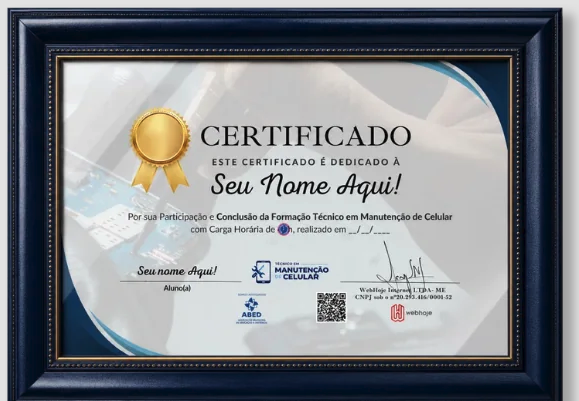 Exemplo de certificado do curso